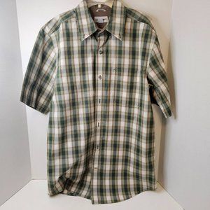 Carhartt Relaxed Fit Men Size M Regular Green Plaid Short Sleeve Button Up Shirt